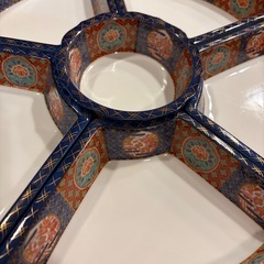 京紫龍峰 回転式 オードブル皿 錦山水　直径約39cm 三洋陶器　の画像