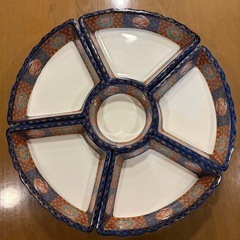 京紫龍峰 回転式 オードブル皿 錦山水　直径約39cm 三洋陶器　の画像