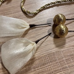 和装小物セット 胡蝶蘭と金色装飾 金箔付きの画像