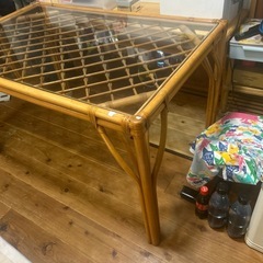 ダイニングテーブル　籐家具　自然　1200×750×700mm の画像
