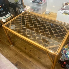 ダイニングテーブル　籐家具　自然　1200×750×700mm の画像