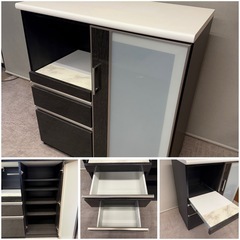 ニトリ キッチンボード ポスティア90 ブラック系 ロータイプ の画像