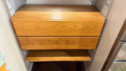 無印良品　ステンレスユニットシェルフ　オーク材