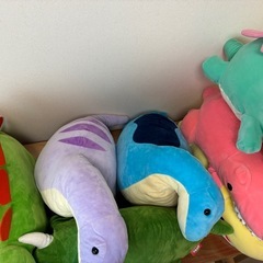 恐竜大きいぬいぐるみ 恐竜時代 クレーンゲーム プライズ トリケラトプスステゴサウルスプラキオサウルス等7体セットの画像