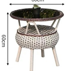 カフェ風　庭　ガーデニングテーブル　屋外家具テーブル　高級 藤編み 通気性の画像