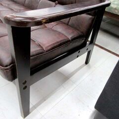 使用感あり コスパクリエーション 3人掛けソファ 幅158cm 木製フレーム 合成皮革 ブラウン系 3Pソファ 家具 長椅子 苫小牧西店の画像