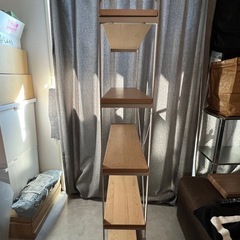 アイリスオーヤマ　スチールウッドスリムラック LSWR-600 ナチュラル／ホワイトの画像