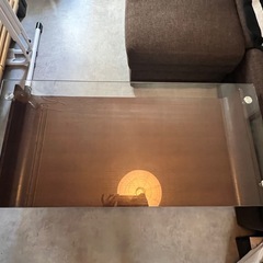 スタイリッシュセンターテーブル テーブル センターテーブル ローテーブル ガラス おしゃれ 棚付き 木製 収納 モダン スリム コンパクト 座卓 リビング 長方形 脚 スチールの画像