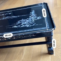 【無料1/4まで】 螺鈿（らでん）細工 座卓／ローテーブル 和風 黒漆調 の画像