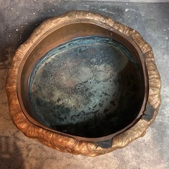 無垢材 木製 火鉢 内銅 手炙り 古道具 アンティーク 古民家 骨董品 想古匣の画像