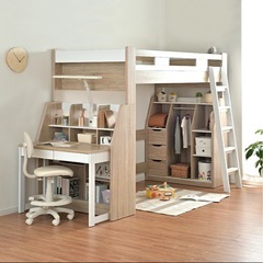 ロフトベッド システムベッド 子供部屋 licorice リコリス ホワイトナチュラル の画像
