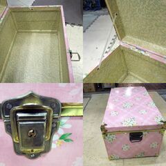 古民家掘出物 昭和レトロ 木製 収納ケース 幅75cm 花柄 ピンク系 衣装ケース 収納箱 レトロ ヴィンテージ 札幌市 東区 新道東店の画像