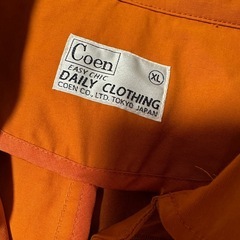 coen オレンジ 襟付きロングコート XLの画像