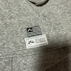 グレー フード付きパーカー XL フロントジップ フリース裏地の画像