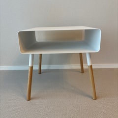 サイドテーブル　アイアン素材　ホワイト木目の画像