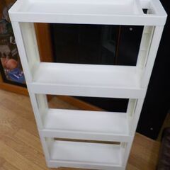 隙間ラック 4段 幅12×高85㎝ キャスター付き ホワイト キッチン収納 調味料ラック ランドリー収納 すきま スリムラック 白　西岡店の画像