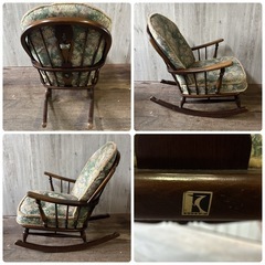 飛騨産業 キツツキ ロッキングチェア ヴィンテージ アンティーク オットマン付きの画像