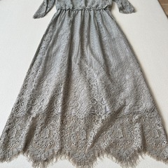 グリーンレーベルリラクシング グリーン レース 長袖 マキシドレスの画像