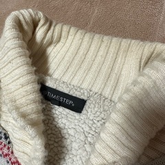 アイボリー 雪の結晶柄 ニットセーター L ジップ付き 作業着向けの画像