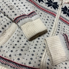 アイボリー 雪の結晶柄 ニットセーター L ジップ付き 作業着向けの画像