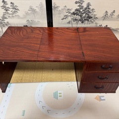 交渉中・アンティーク調 文机 折りたたみデスク 昭和レトロな引き出し付きの画像