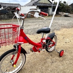 かじ取り棒付き子供自転車14インチの画像