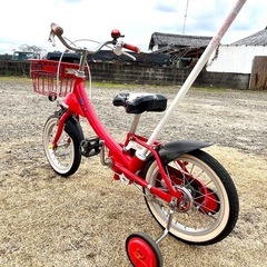 かじ取り棒付き子供自転車14インチの画像