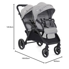 Joie(ジョイー) 2人乗りベビーカー エヴァライトデュオ グレー　レインカバー付きの画像