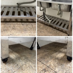 アズマ　azuma　ステンレス　業務用　2層シンク流し台　厨房　飲食店　W１２００ｘD４５０ｘH８００ｍｍの画像