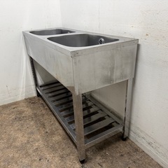 アズマ　azuma　ステンレス　業務用　2層シンク流し台　厨房　飲食店　W１２００ｘD４５０ｘH８００ｍｍの画像