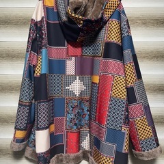 オーバー コート 裏起毛 エスニック柄 4XLの画像