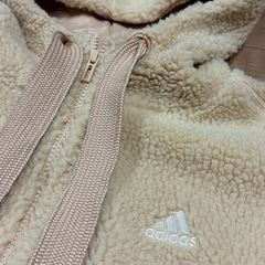 adidas フリースジャケット L ベージュ/ホワイトの画像