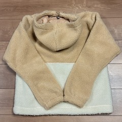 adidas フリースジャケット L ベージュ/ホワイトの画像