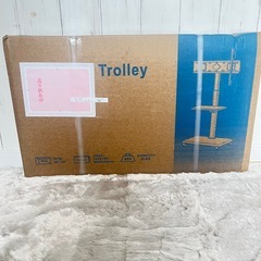 32～75型対応 新品 テレビスタンド 木製台座 キャスター付 高さ角度調整の画像