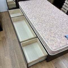 ジモティー限定価格！S141 ⭐ FranceBed フランスベッド シングルベッド  引き出し＆コンセント＆ライト付き 幅98cm USEDの画像