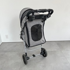 【状態良好】HRking ペットカート グレー 軽量 折りたたみペットバギー  3輪ペットキャリー 小型犬  ペット用カート　の画像