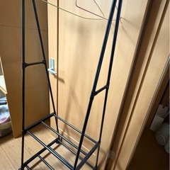 組立て式 棚2段 ハンガーラック  黒の画像