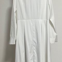 ホワイト ロングワンピース 長袖 (XL/JP-4XL)の画像