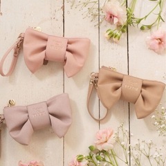 Maison de FLEUR リボンコインケース ベージュ ポーチの画像