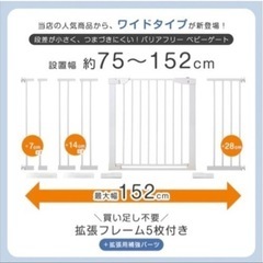 タンスのゲン　【設置幅75～152cm】ベビーゲート 拡張フレーム5枚付き 突っ張り ワイドタイプ オートクローズ の画像