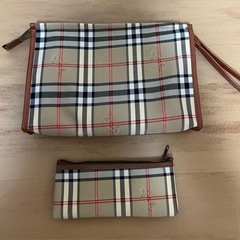 【新品未使用】チェック クラッチバッグ ペンケース セット の画像