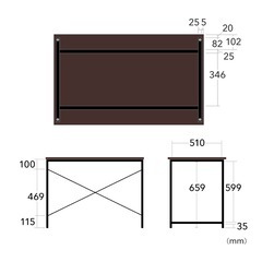 シンプルデスク ワークデスク モニターアーム対応 幅100cm 奥行60cm ブラウンの画像