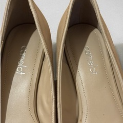 キャメロット オープントゥ ウェッジソール パンプス23cm ベージュ オフィスカジュアル フォーマル 通勤パンプスの画像