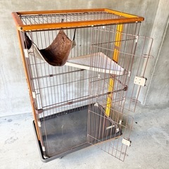 キャットケージ 2段 ハンモック付き ウッド 猫の画像