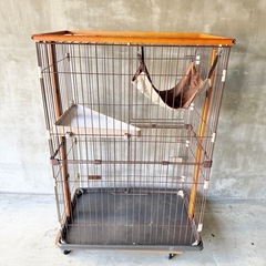 キャットケージ 2段 ハンモック付き ウッド 猫の画像