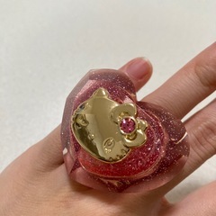 ハローキティ キティちゃん リング 指輪 ハート　キラキラ ピンク ゴールドの画像