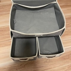 【美品】布製 収納ボックス 3点セット｜引き出し式・グレーの画像