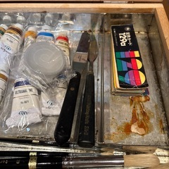 油絵木製ケース・油絵の具中古の画像
