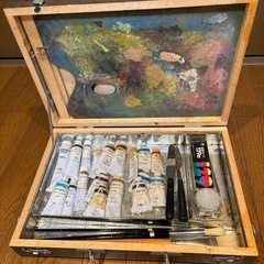 油絵木製ケース・油絵の具中古の画像