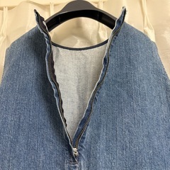 ユナイテッドアローデニムノースリーブAラインワンピース　ポケット有の画像